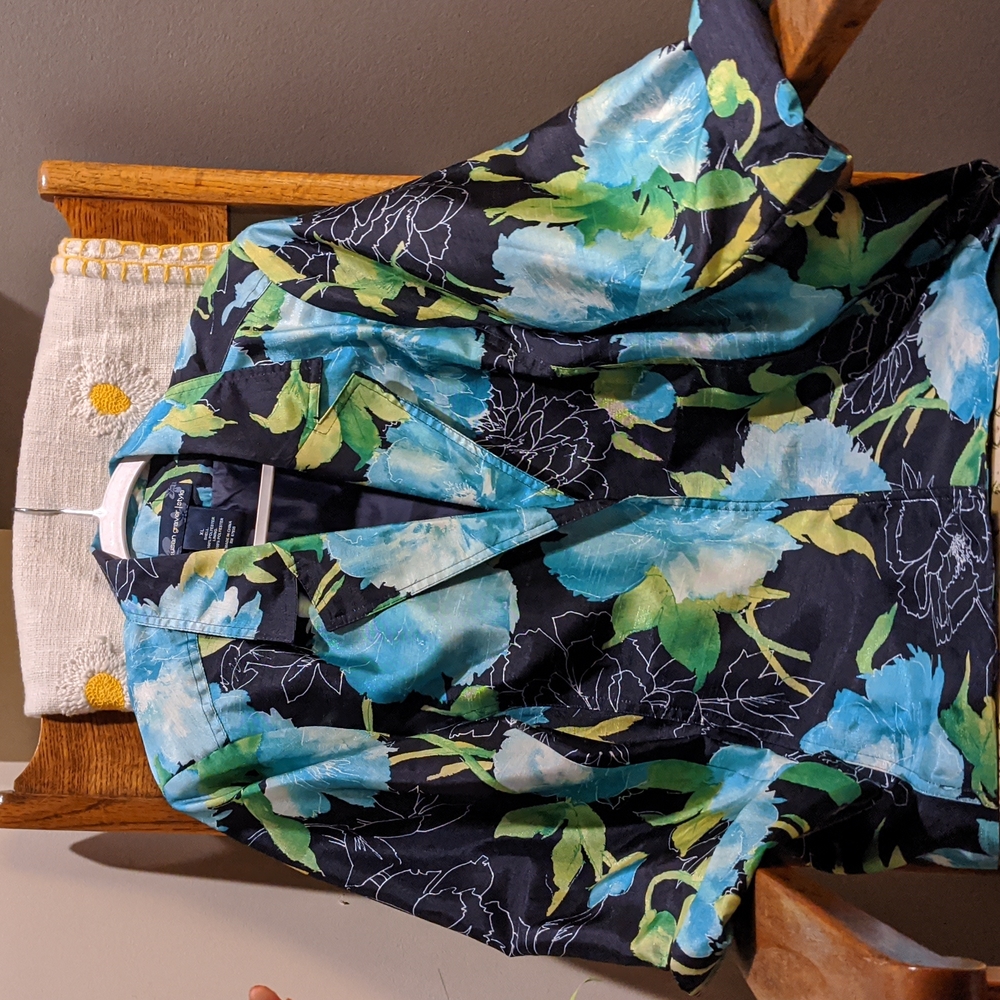 Susan Graver Floral 100% Polyester Lined XL Jacket